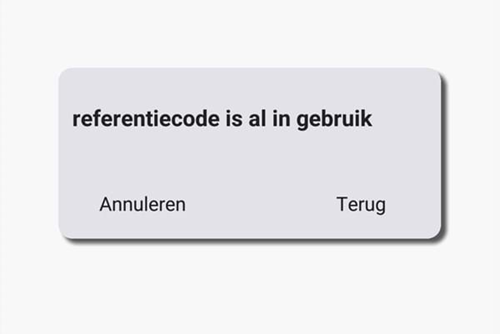 Foutmelding referentiecode in gebruik